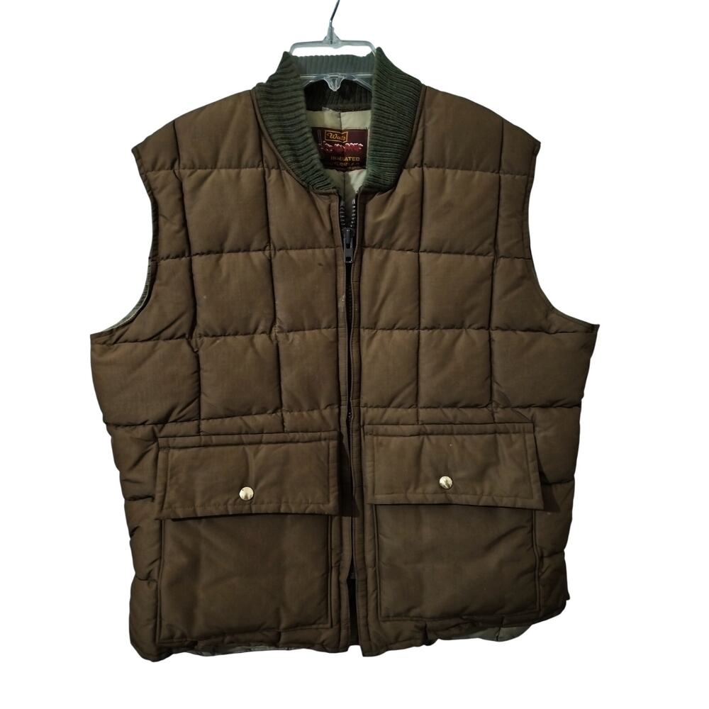 M1286)Vtg Walls Blizzard Proud Down Quilted Insulated Fisherman Work Vest L/XL?